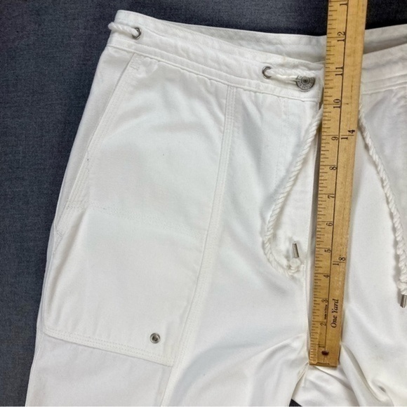 Lauren Ralph Lauren Cropped Pants Womens Sz 6 White Pocket Zip Drawstring Cargo - Picture 8 of 11